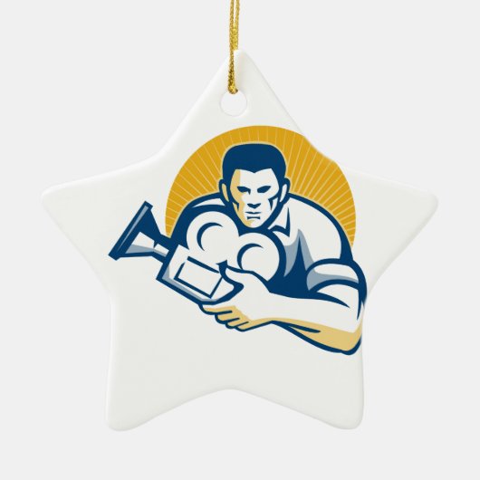 撮影技師の映画監督映画用カメラ セラミックオーナメント (正面)