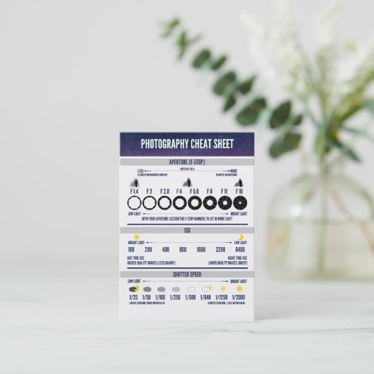 撮影用チートシートカスタム 名刺 (スタンド正面)