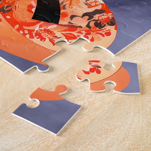 撮影用ポーズを設定した韓国のアジアのモデル ジグソーパズル (側面)