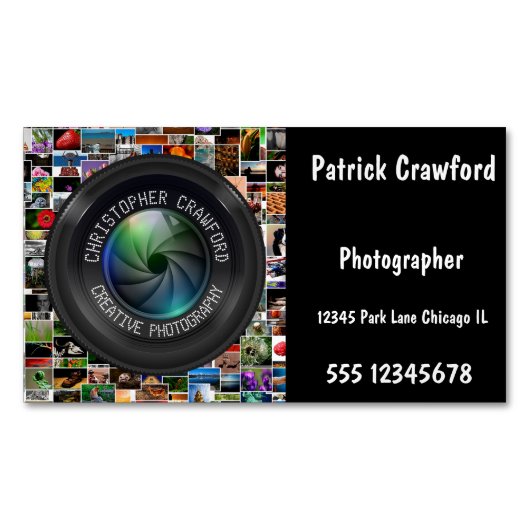 撮影者及び撮影業用カメラレンズ マグネット名刺 (正面)