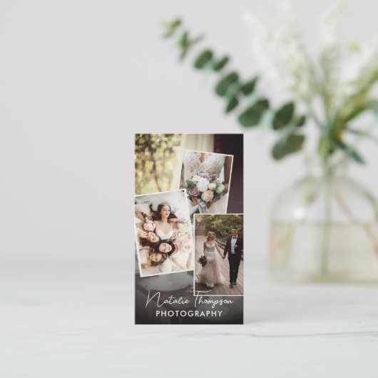 撮影者結婚写真QRコードBohoのアップロード 名刺 (スタンド正面)