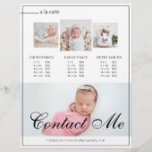 撮生まれたばかりの妊婦の影会価格シート チラシ (裏面)