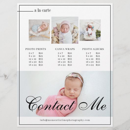 撮生まれたばかりの妊婦の影会価格シート チラシ (裏面)