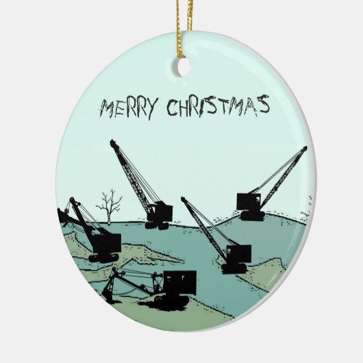 操作エンジニアクレーンを作動させるクレーンおよびシャベル セラミックオーナメント (左)