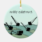 操作エンジニアクレーンを作動させるクレーンおよびシャベル セラミックオーナメント (裏面)