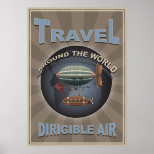 操縦出来る空気ヴィンテージの世界旅行ポスター ポスター