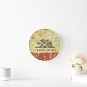 擦り切れたで愛国心が強いカリフォルニア州の旗 ラウンド壁時計 (ホーム)