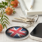 擦り切れたなイギリスのフラグフットボールのサッカーボール キーホルダー (正面右)