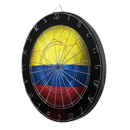 擦り切れたなコロンビアのフラグフットボールのサッカーボール ダーツボード (正面右)