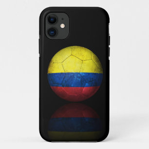 擦り切れたなコロンビアのフラグフットボールのサッカーボール iPhone 11 ケース