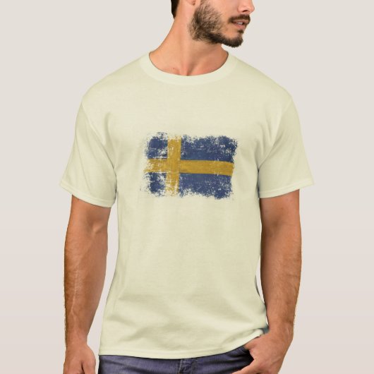 擦り切れたなスウェーデンの旗が付いているTシャツ Tシャツ (正面)