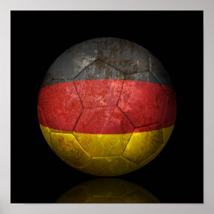 擦り切れたなドイツのフラグフットボールのサッカーボール ポスター
