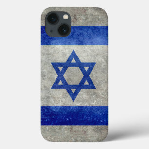 擦り切れたなレトロのヴィンテージの質感のイスラエル共和国の旗 iPhone 13ケース