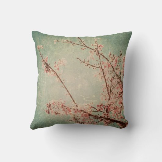 擦り切れたなレトロの緑のモモベージュ色を絵を描くヴィンテージの芸術 クッション (裏面)