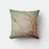 擦り切れたなレトロの緑のモモベージュ色を絵を描くヴィンテージの芸術 クッション (正面)