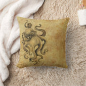 擦り切れたなヴィンテージのタコのイラストレーション クッション (ブランケット)