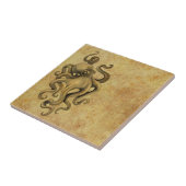 擦り切れたなヴィンテージのタコのイラストレーション タイル (側面)