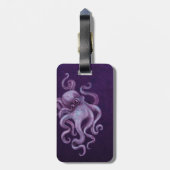 擦り切れたなヴィンテージのタコのイラストレーション-紫色 ラゲッジタグ (裏面縦)