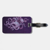 擦り切れたなヴィンテージのタコのイラストレーション-紫色 ラゲッジタグ (裏面横)