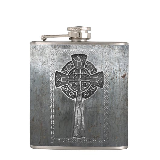擦り切れたな金属の十字 フラスク (正面)