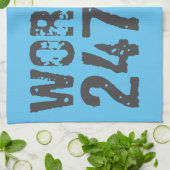 擦り切れたアウトとスクラッチ文字トレーニング247365青 キッチンタオル (折り畳み)