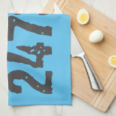 擦り切れたアウトとスクラッチ文字トレーニング247365青 キッチンタオル (四つ折り)