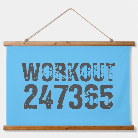 擦り切れたアウトとスクラッチ文字トレーニング247365青 吊り下げ型タペストリー (正面)