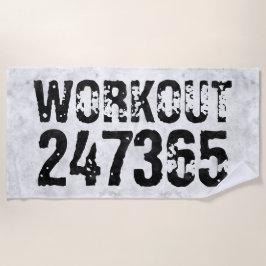 擦り切れたアウトとスクラッチ文字トレーニング247365 rustic ビーチタオル