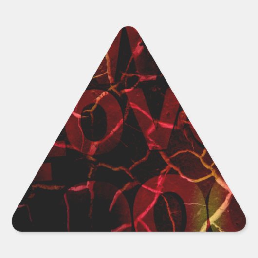 擦り切れたエッジ、強いハート：壊れない愛 三角形シール (正面)