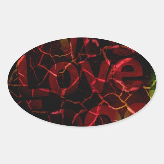擦り切れたエッジ、強いハート：壊れない愛 楕円形シール (正面)