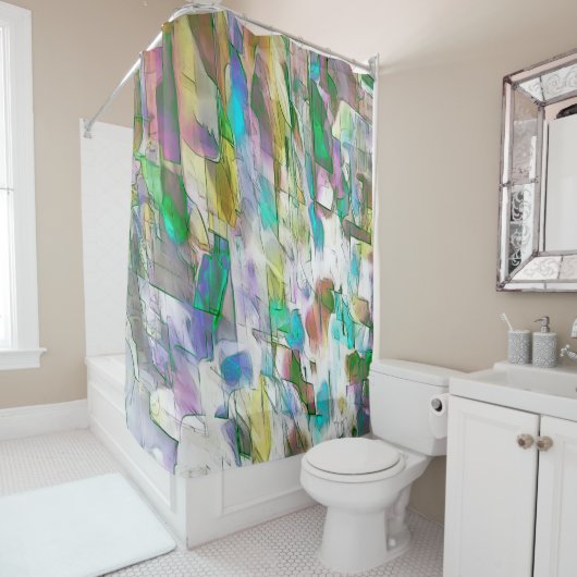 擦り切れたカラフル、マットとサテンの間の擦れ合い シャワーカーテン (インサイチュ)