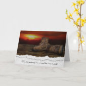 擦り切れたブーツ日没悔やみや弔慰 カード (黄色い花)