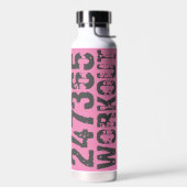 擦り切れた文字トレーニング247365ピンク ウォーターボトル (左面)