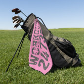 擦り切れた文字トレーニング247365ピンク ゴルフタオル (グリーン)