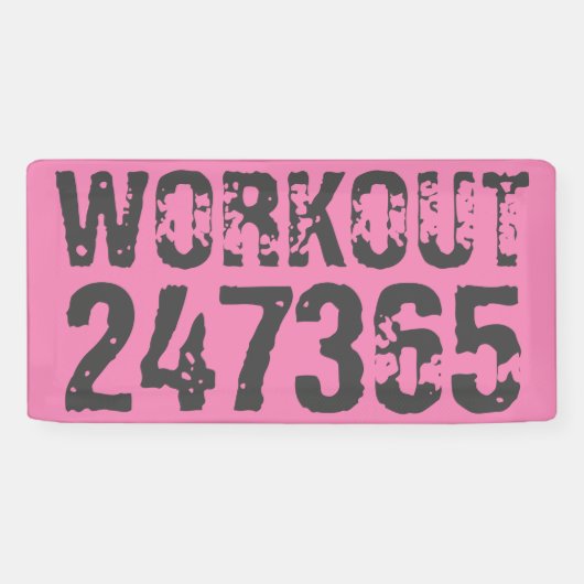 擦り切れた文字トレーニング247365ピンク 横断幕 (横)