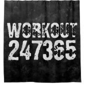 擦り切れた文字トレーニング247365ヴィンテージ シャワーカーテン (正面)