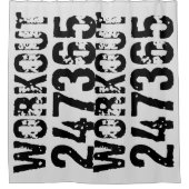 擦り切れた文字トレーニング247365黒 シャワーカーテン (正面)