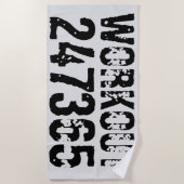 擦り切れた文字トレーニング247365黒 ビーチタオル (正面)