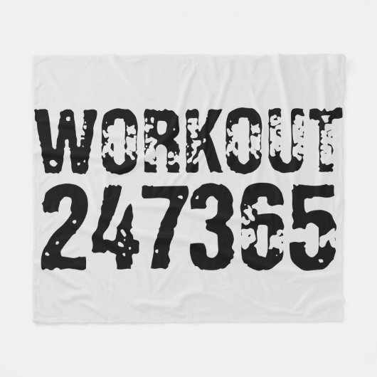 擦り切れた文字トレーニング247365黒 フリースブランケット (正面(横))