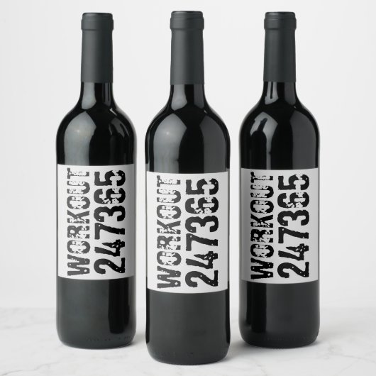 擦り切れた文字トレーニング247365黒 ワインラベル (ボトル)