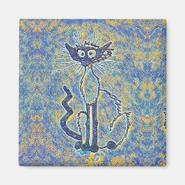 擦り切れた猫マグネット マグネット