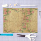 、擦り切れた、手紙花、Parchementのヴィンテージ、vict素朴 薄葉紙 (クラフト)