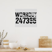 擦り切れて傷ついたテキスト Workout 247365 ブラック ポスター (キッチン)
