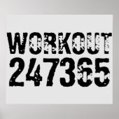擦り切れて傷ついたテキスト Workout 247365 ブラック ポスター (正面)