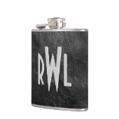 擦れた黒の革 フラスク (左)