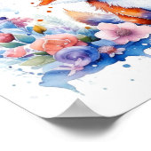 擬人化かわいいフワフワベビーキツネ子供部屋アート ポスター (角)