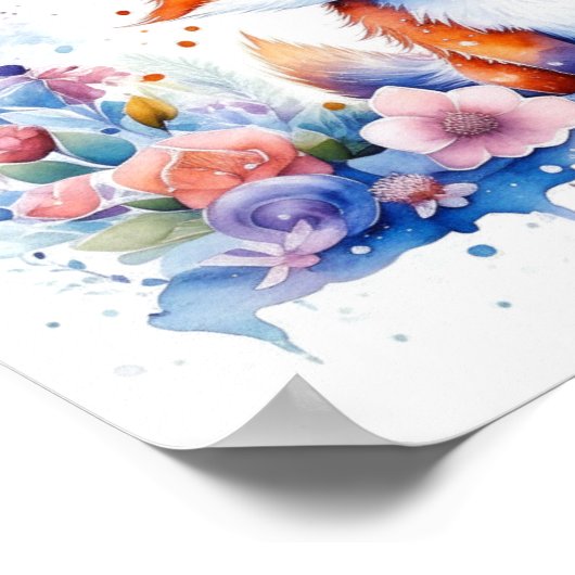 擬人化かわいいフワフワベビーキツネ子供部屋アート ポスター (角)