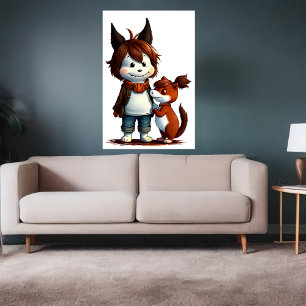 擬人化された犬とペット AI Art ポスター