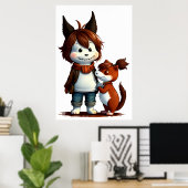 擬人化された犬とペット | AI Art ポスター (ホームオフィス)