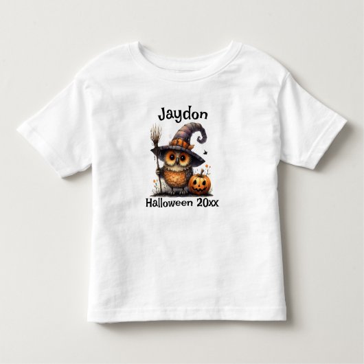 擬人化された魔女フクロウのハロウィーンフクロウ トドラーTシャツ (正面)